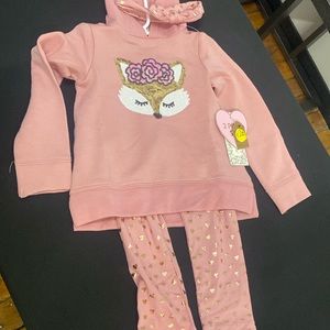 Btween Girls Critter Long Sleeve Top and Leggings Outfit Set, 2-Piece, Sizes 2T